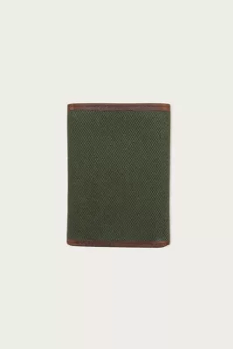 Canvas with Leather Trim Trifold Wallet