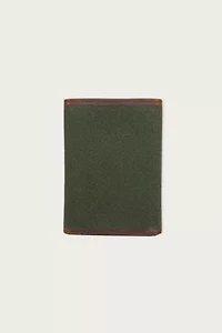 Canvas with Leather Trim Trifold Wallet