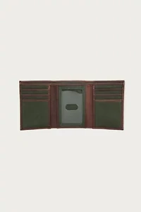 Canvas with Leather Trim Trifold Wallet