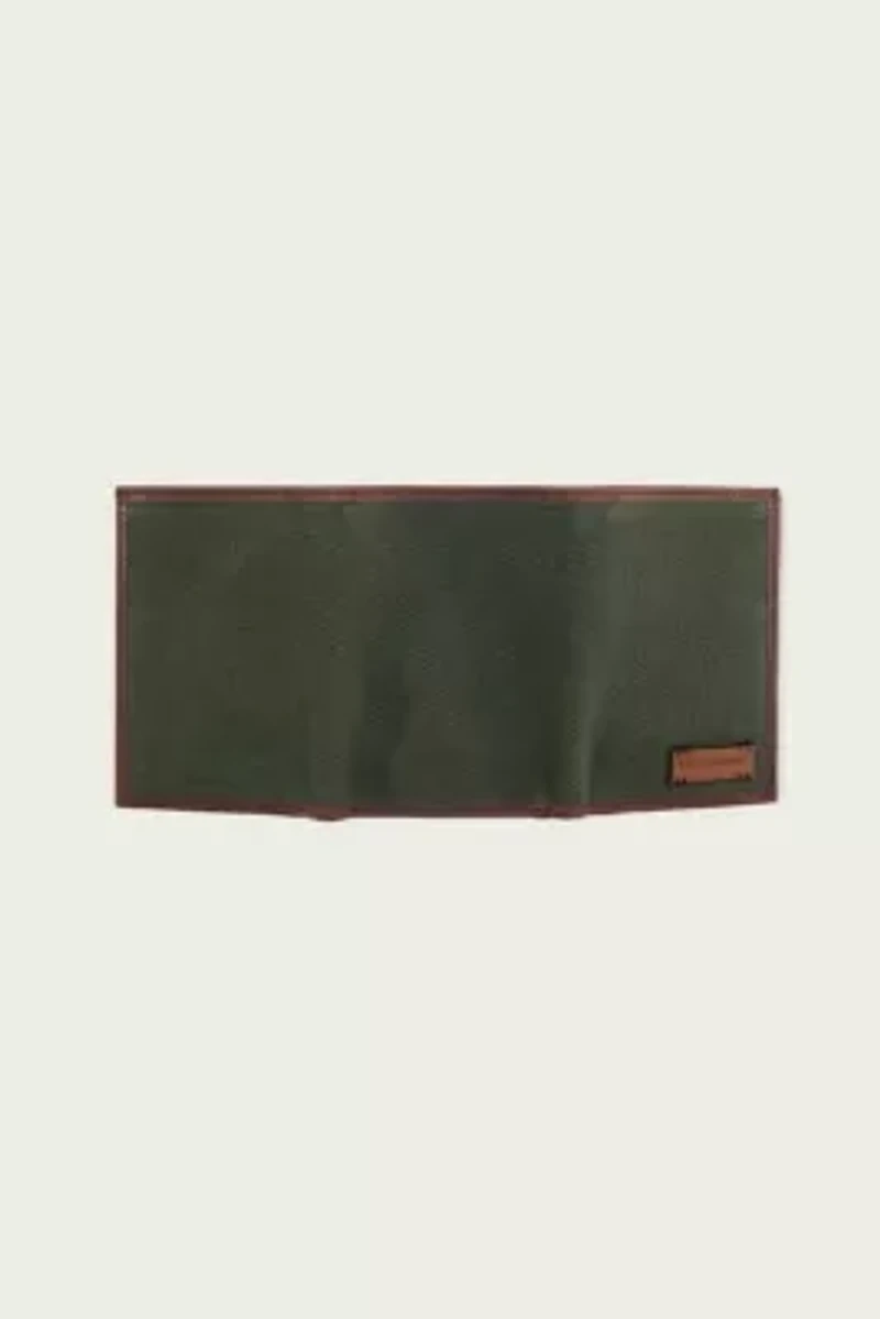Canvas with Leather Trim Trifold Wallet