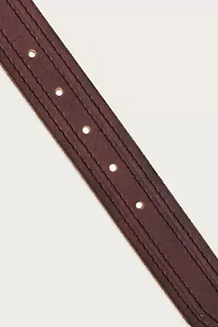 Antiqued Leather Belt with Stitch Detail