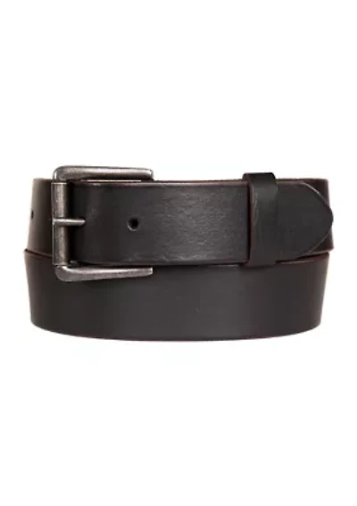 Leather Jean Belt with Roller Buckle and Rivets