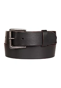 Leather Jean Belt with Roller Buckle and Rivets