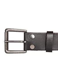Leather Jean Belt with Roller Buckle and Rivets