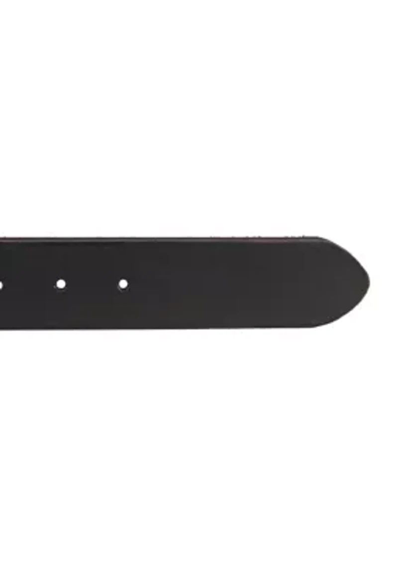 Leather Jean Belt with Roller Buckle and Rivets