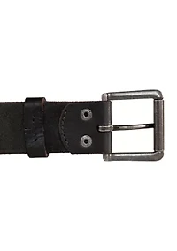 Leather Jean Belt with Roller Buckle and Rivets