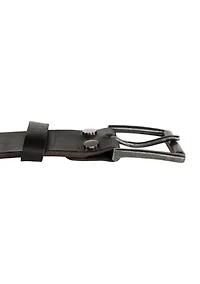 Leather Jean Belt with Roller Buckle and Rivets