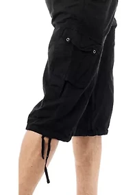 Mens Belted 18" Inseam Below Knee Long Cargo Shorts