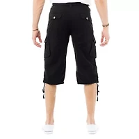 Mens Belted 18" Inseam Below Knee Long Cargo Shorts
