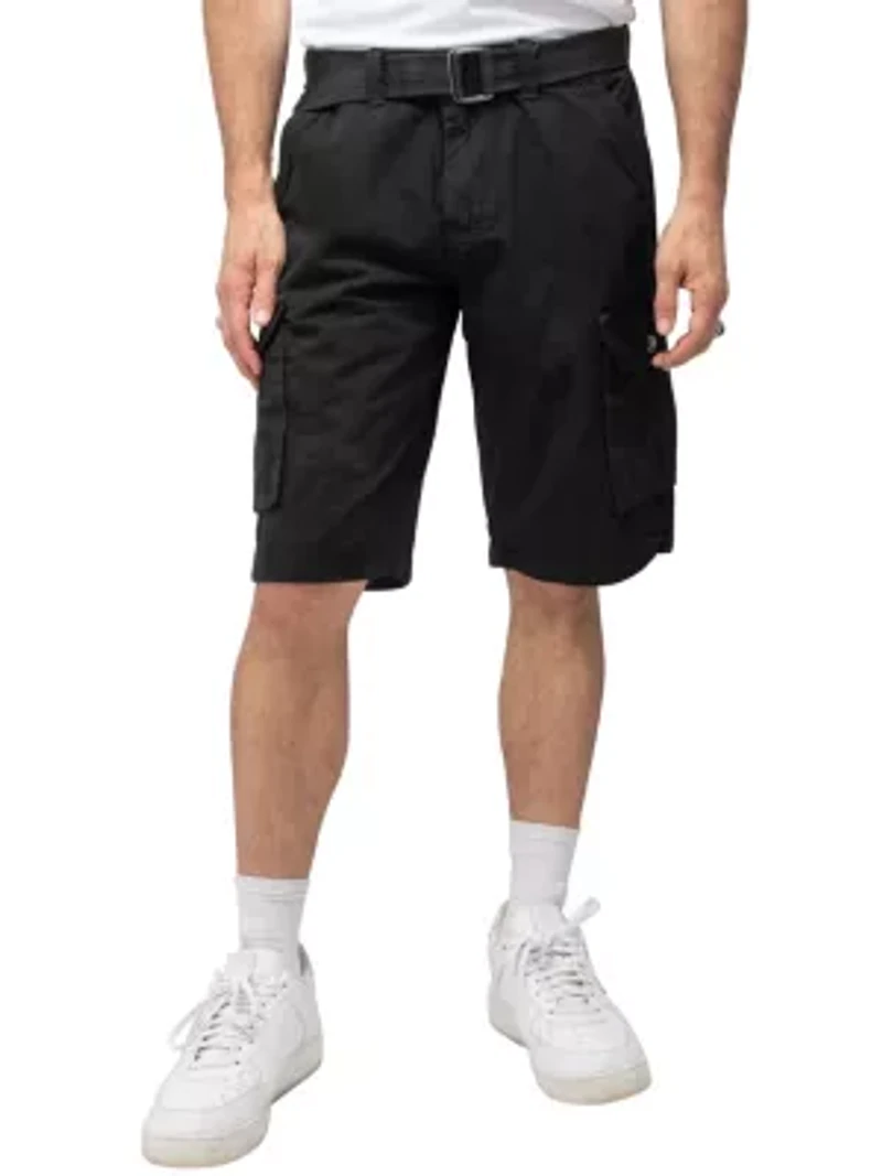 RAW X Men's Belted Relaxed Fit 12.5" Cargo Shorts
