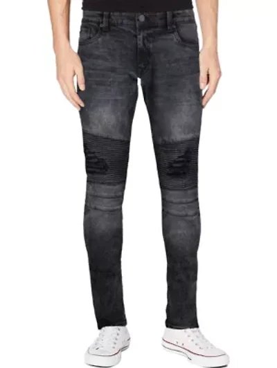 RAW X Men's Slim Tapered Flex Ripped Moto Jeans
