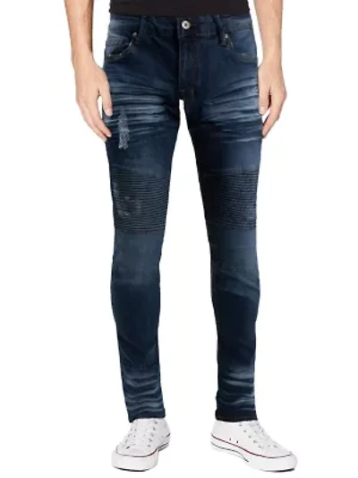 RAW X Men's Slim Tapered Flex Ripped Moto Jeans