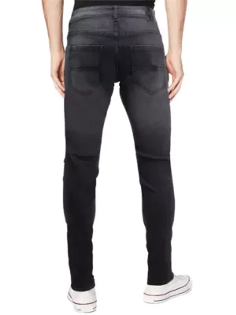 RAW X Men's Slim Tapered Flex Ripped Moto Jeans