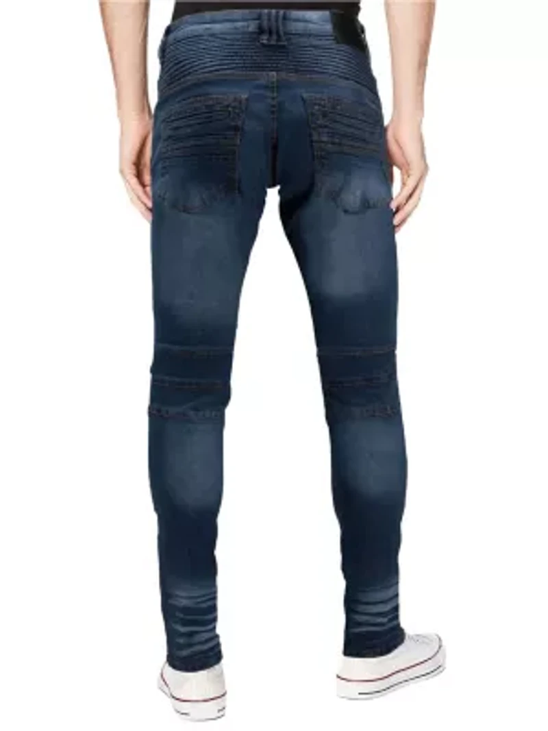 RAW X Men's Slim Tapered Flex Ripped Moto Jeans