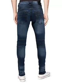 RAW X Men's Slim Tapered Flex Ripped Moto Jeans