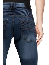 RAW X Men's Slim Tapered Flex Ripped Moto Jeans