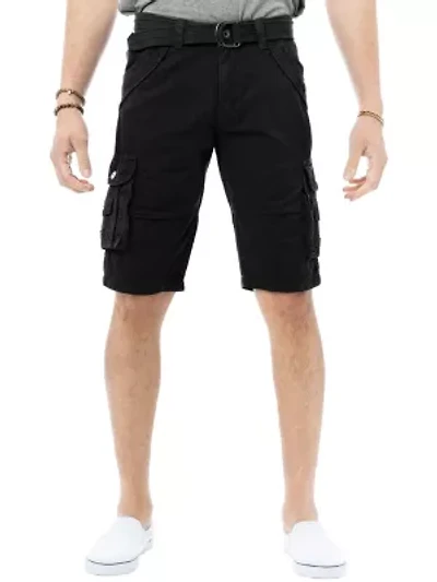 Mens Belted 12.5" Inseam Knee Length Cargo Shorts