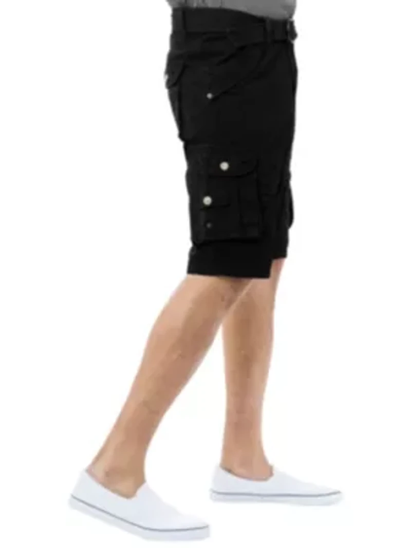 Mens Belted 12.5" Inseam Knee Length Cargo Shorts