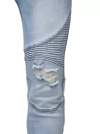 RAW X Men's Slim Tapered Leg Stretch Ripped Moto Jeans