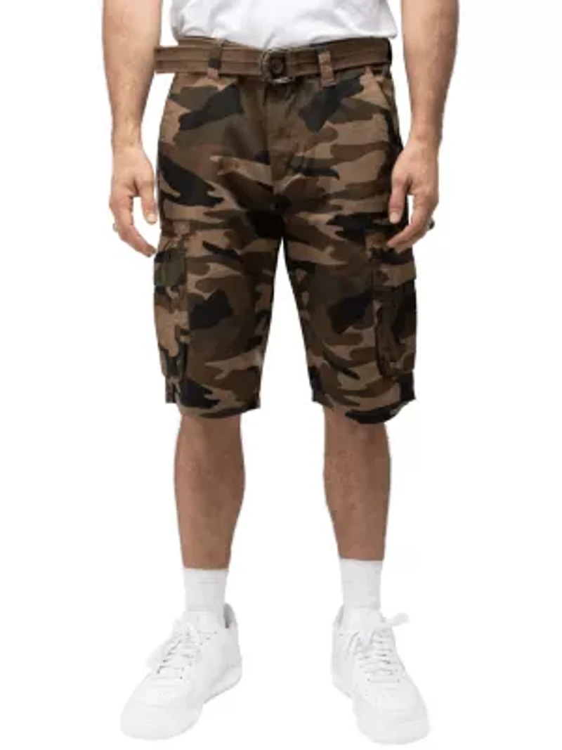 RAW X Men's Belted Classic Fit 12.5" Cargo Shorts