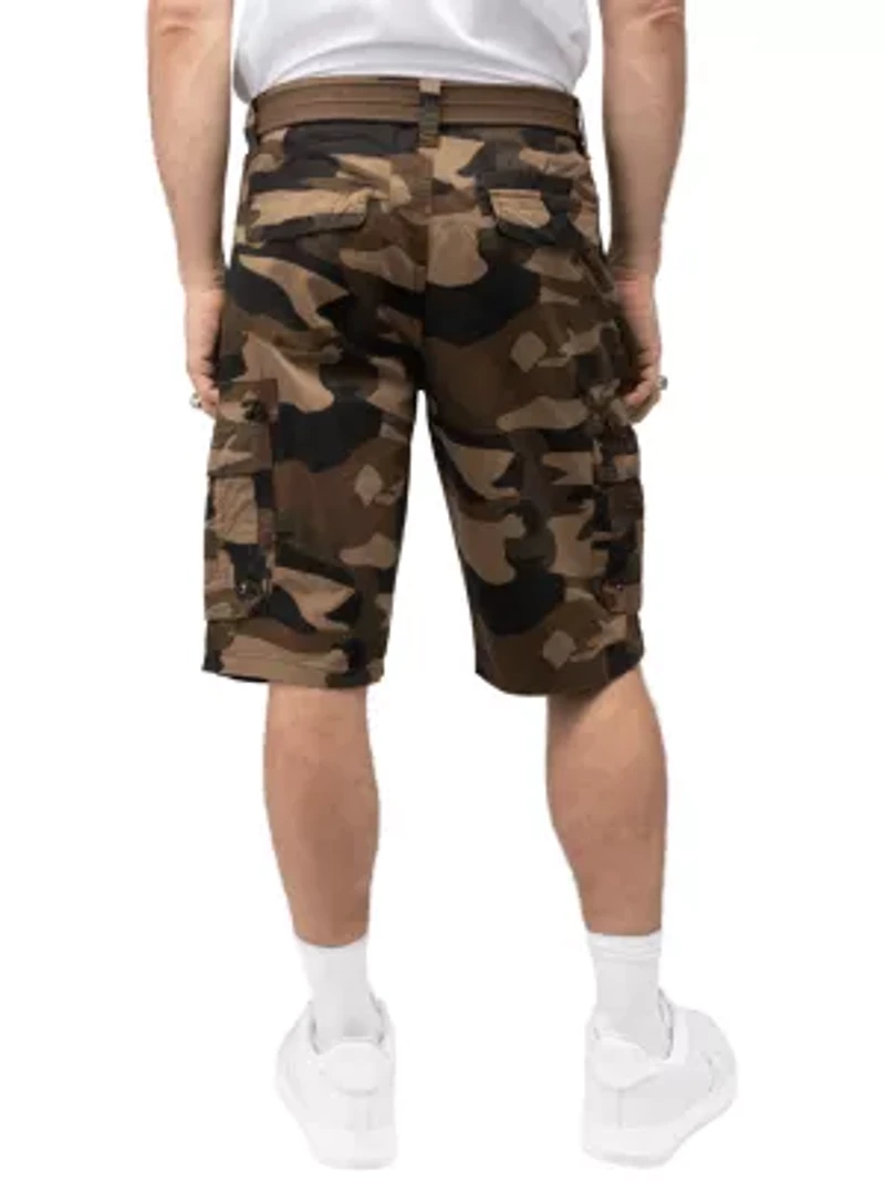 RAW X Men's Belted Classic Fit 12.5" Cargo Shorts