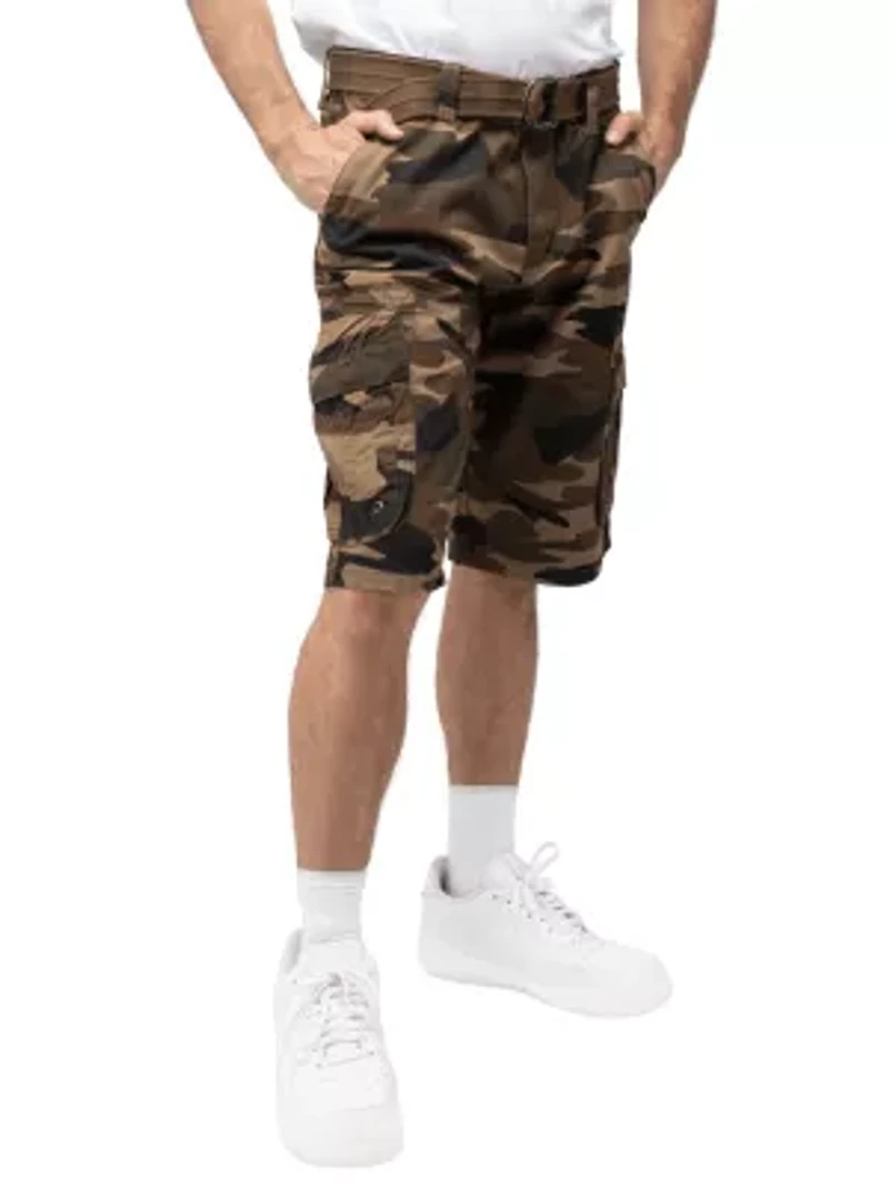 RAW X Men's Belted Classic Fit 12.5" Cargo Shorts