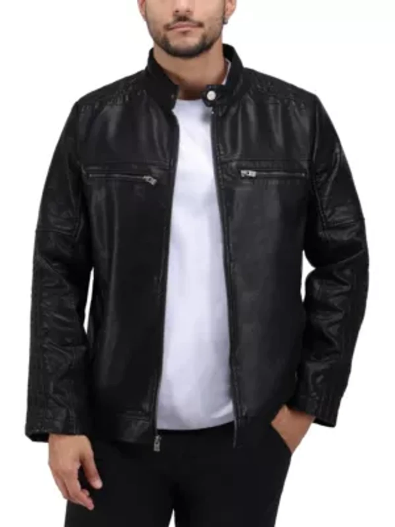 Grainy PU Leather Moto Jacket