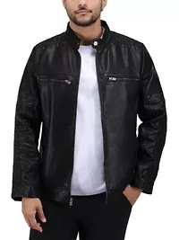 Grainy PU Leather Moto Jacket