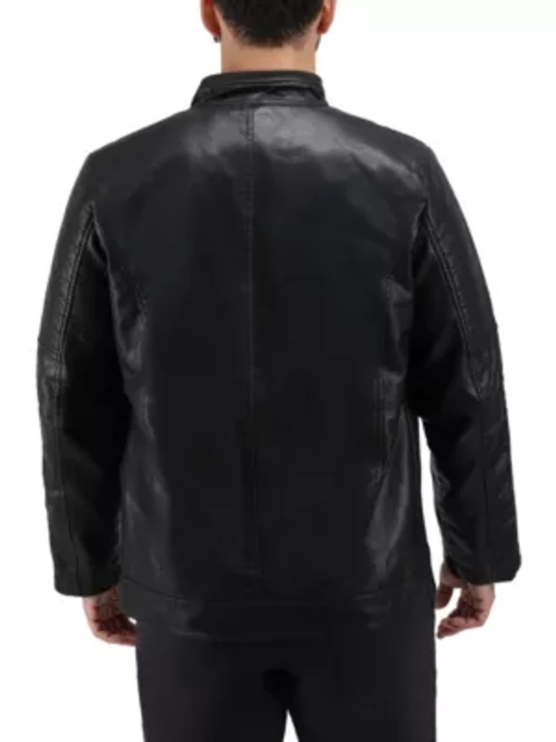 Grainy PU Leather Moto Jacket
