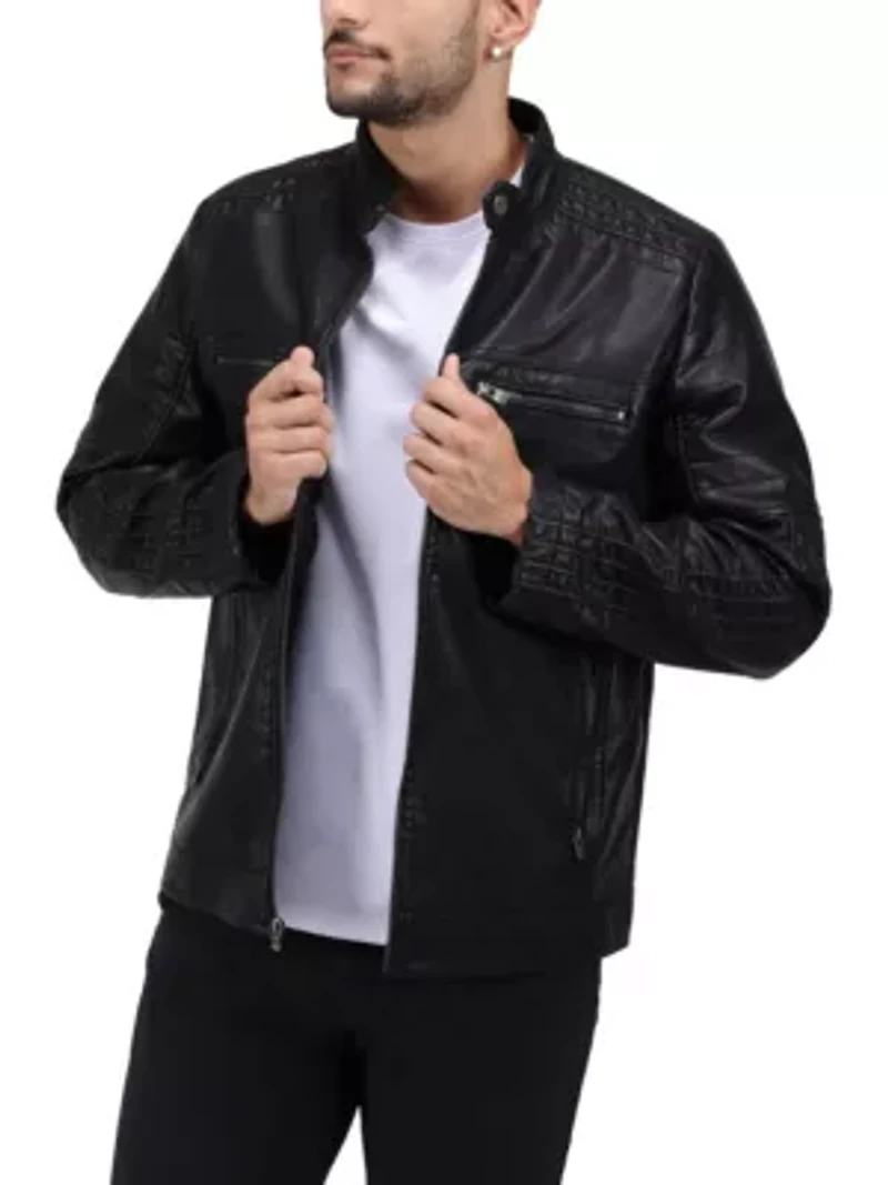 Grainy PU Leather Moto Jacket