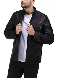 Grainy PU Leather Moto Jacket