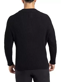 Men's Ribbed Mock Neck Quarter-Zip Sweater