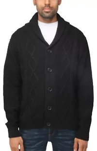 Men's Shawl Collar Cable Knit Cardigan