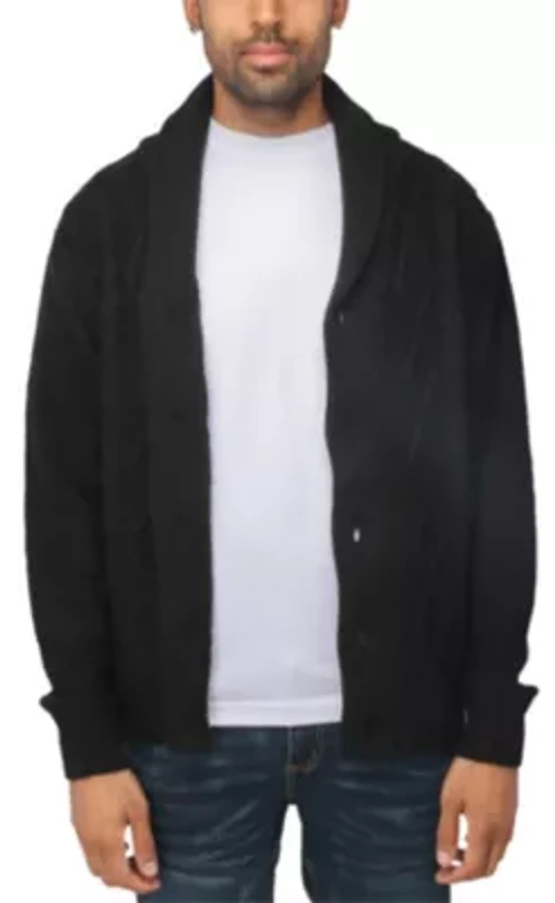 Men's Shawl Collar Cable Knit Cardigan