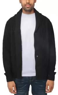 Men's Shawl Collar Cable Knit Cardigan