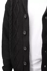 Men's Shawl Collar Cable Knit Cardigan