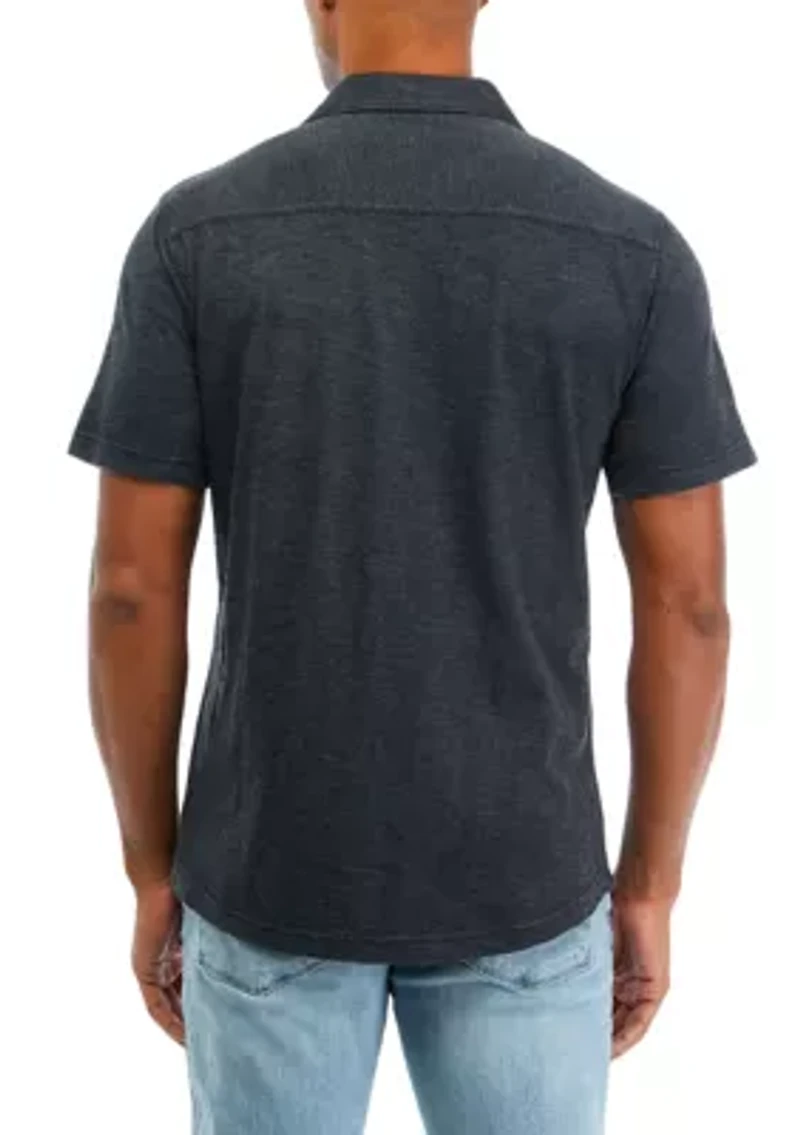 Slub Knit Camp Button Down Shirt