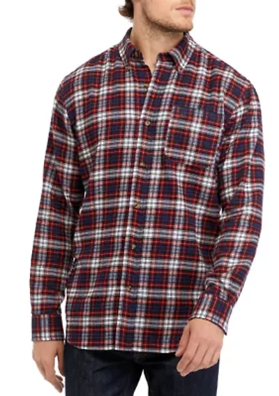 Long Sleeve Plaid Printed Flannel Shirt