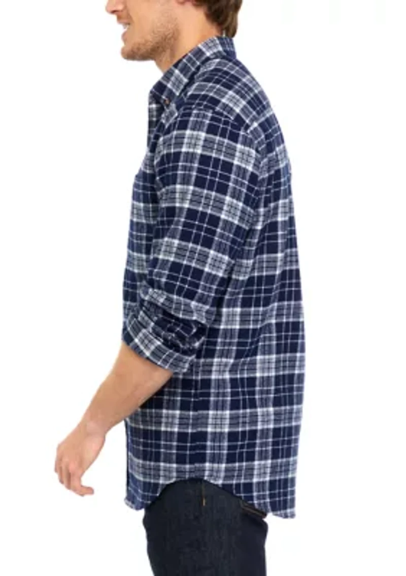 Long Sleeve Plaid Printed Flannel Shirt