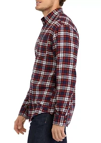 Long Sleeve Plaid Printed Flannel Shirt
