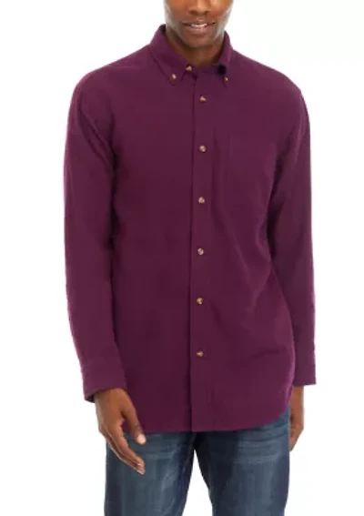 Long Sleeve Solid Flannel Shirt