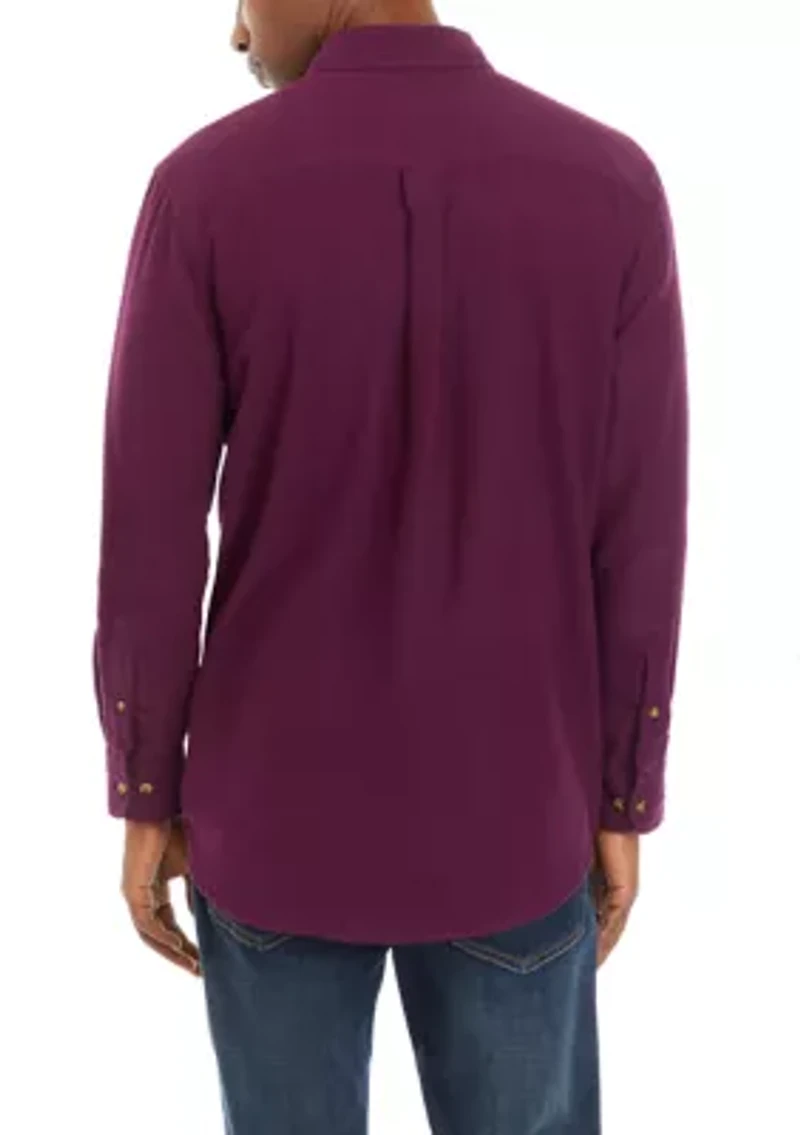 Long Sleeve Solid Flannel Shirt