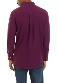 Long Sleeve Solid Flannel Shirt