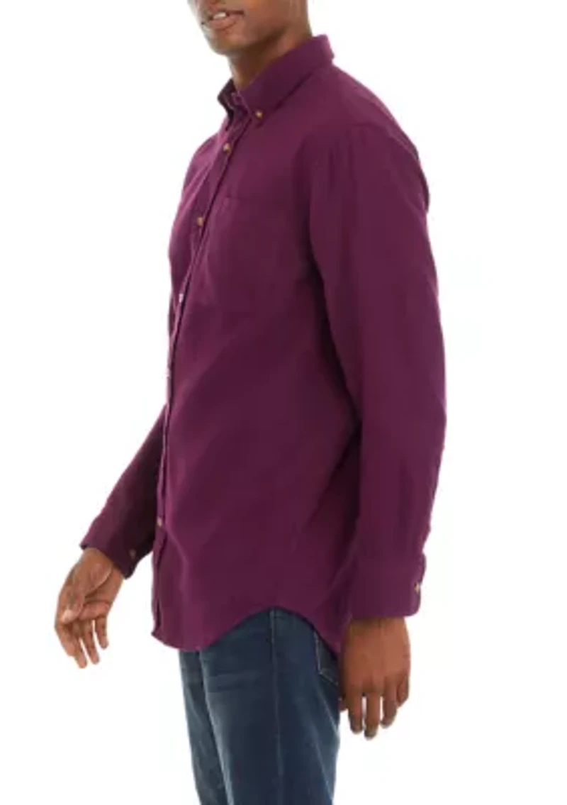 Long Sleeve Solid Flannel Shirt