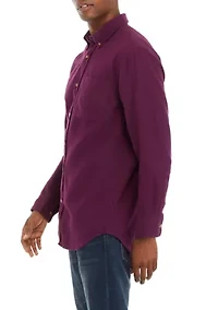 Long Sleeve Solid Flannel Shirt