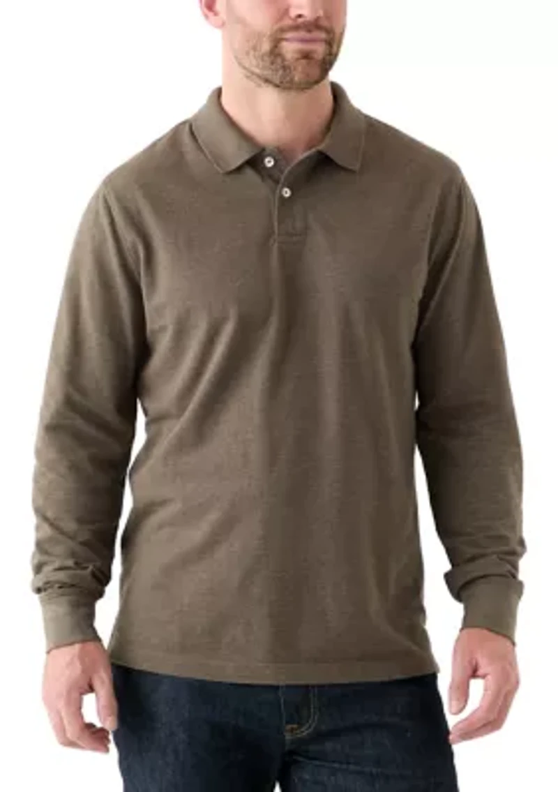 Long Sleeve Textured Polo Shirt