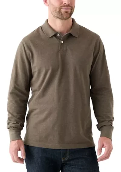 Long Sleeve Textured Polo Shirt