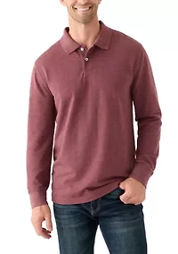 Long Sleeve Textured Polo Shirt