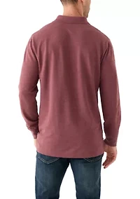 Long Sleeve Textured Polo Shirt