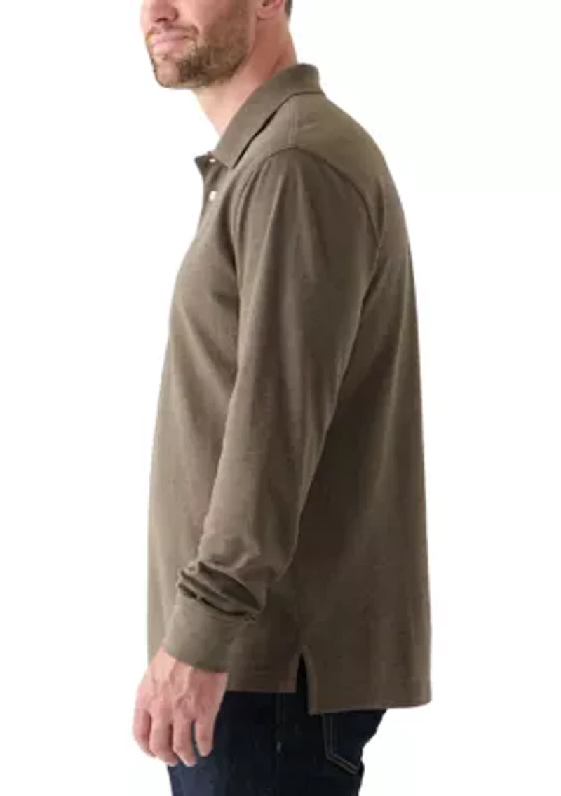Long Sleeve Textured Polo Shirt
